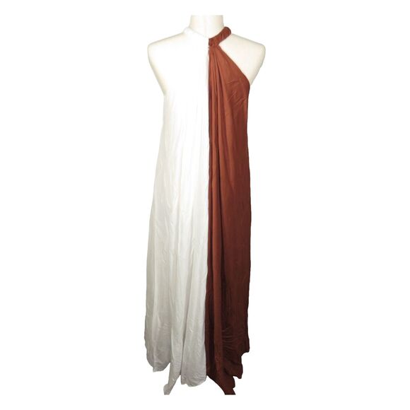 Anthropologie Let Me Be Colorblock Flowy Halter Maxi Dress Size Medium - Picture 8 of 13